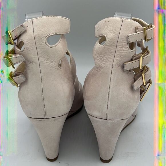 Chloé Buckled Wedge Pink Suede Sandals US 10/ EU 40 - Picture 4 of 11